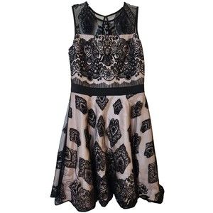 J. TAYLOR Dress Womens Size 10 Black Lace Over Pink Satin